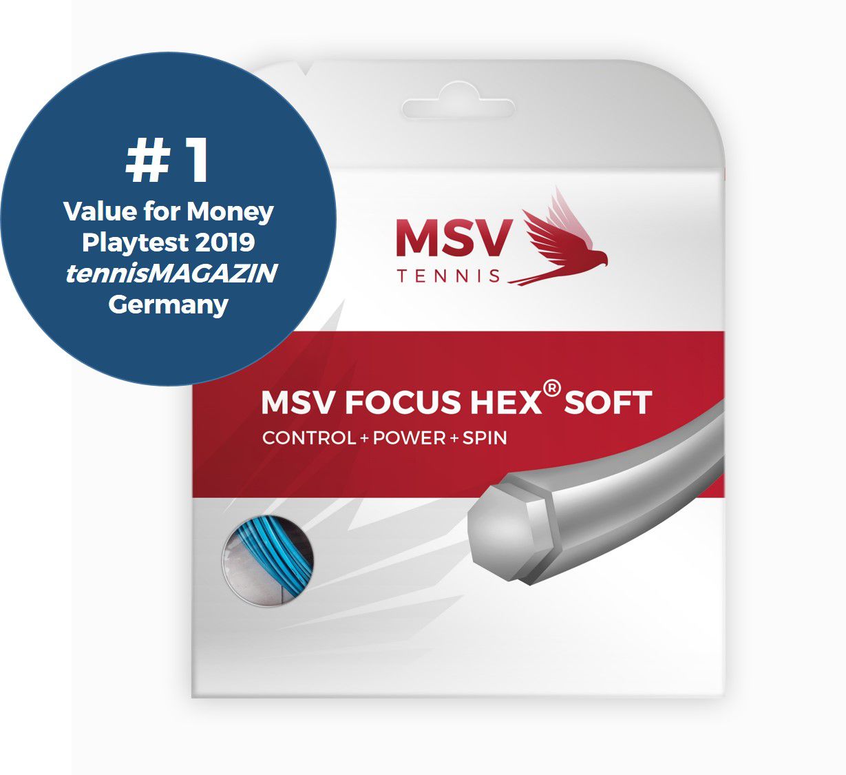 MSV Focus HEX® Soft Tennis String 12m 1,15mm sky blue